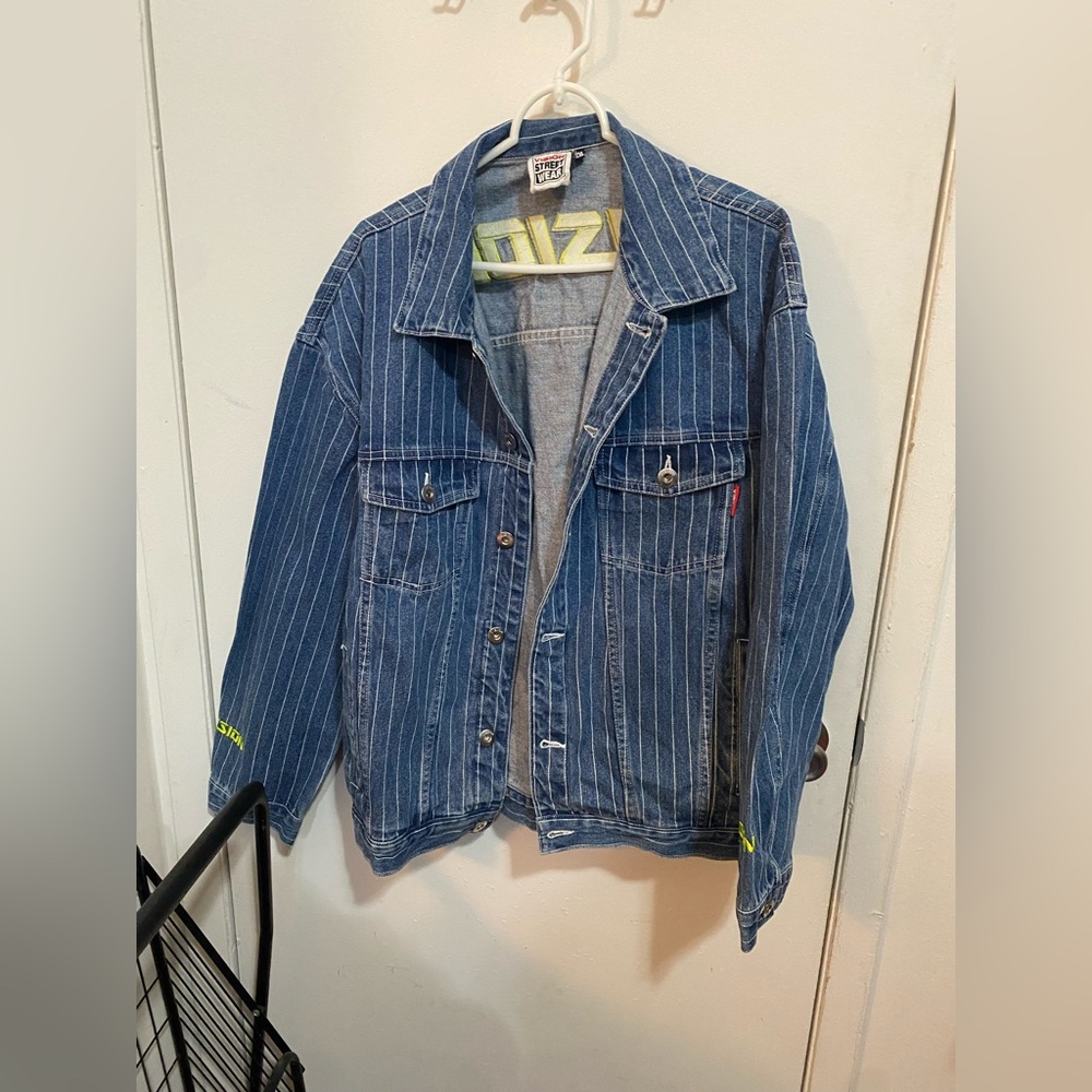 Vision Street Wear Pinstripe Denim Jacket